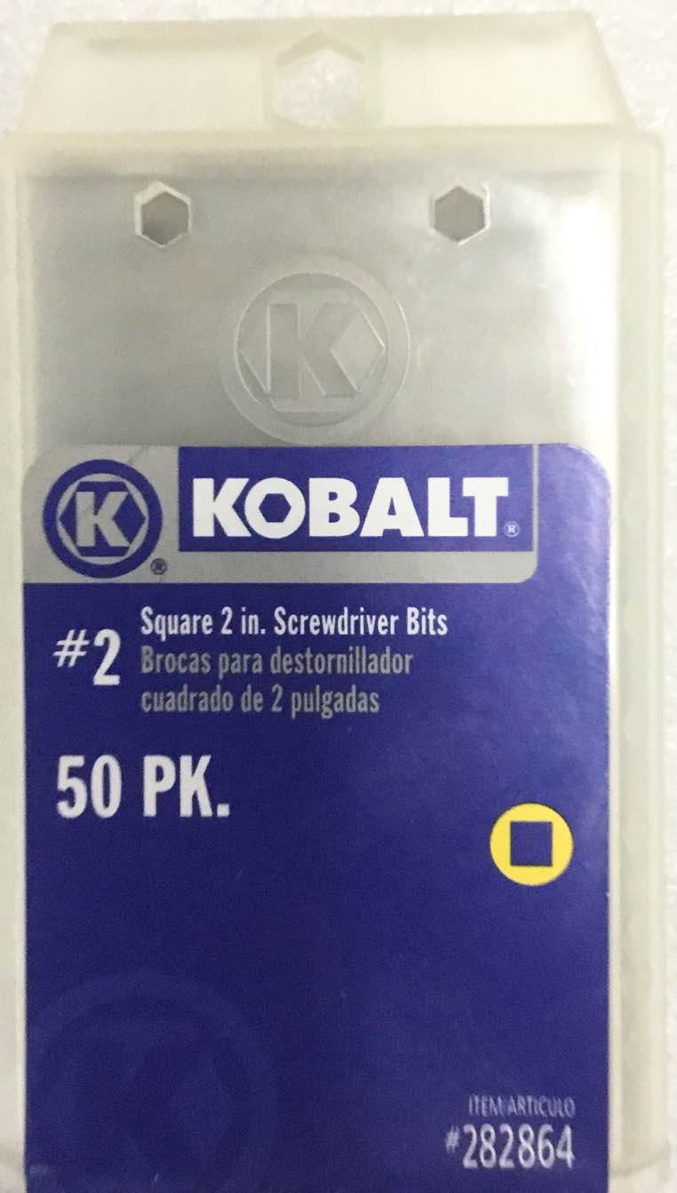 Kobalt Square 2 Inch Screwdriver Bits . Pack Of 50.