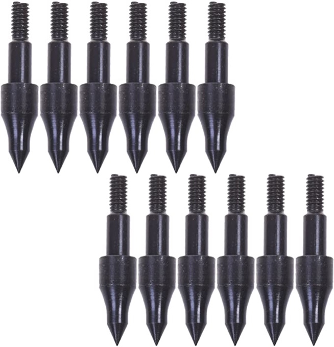 12 Piece , 100 Gr.Steel Screw- In Archery Bullet Practice Points.
