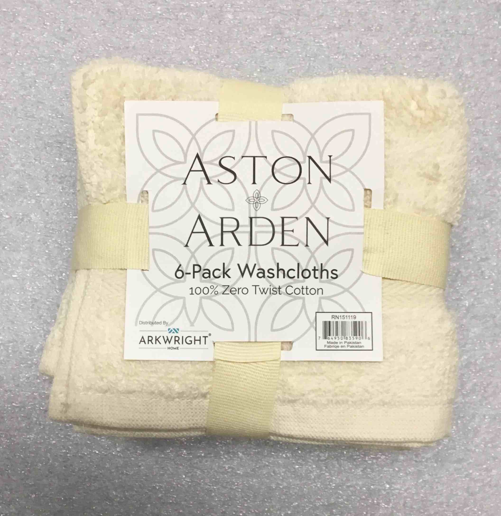 Aston+Arden 6 Pack Washcloths 100 Percent Zero Twist Cotton.