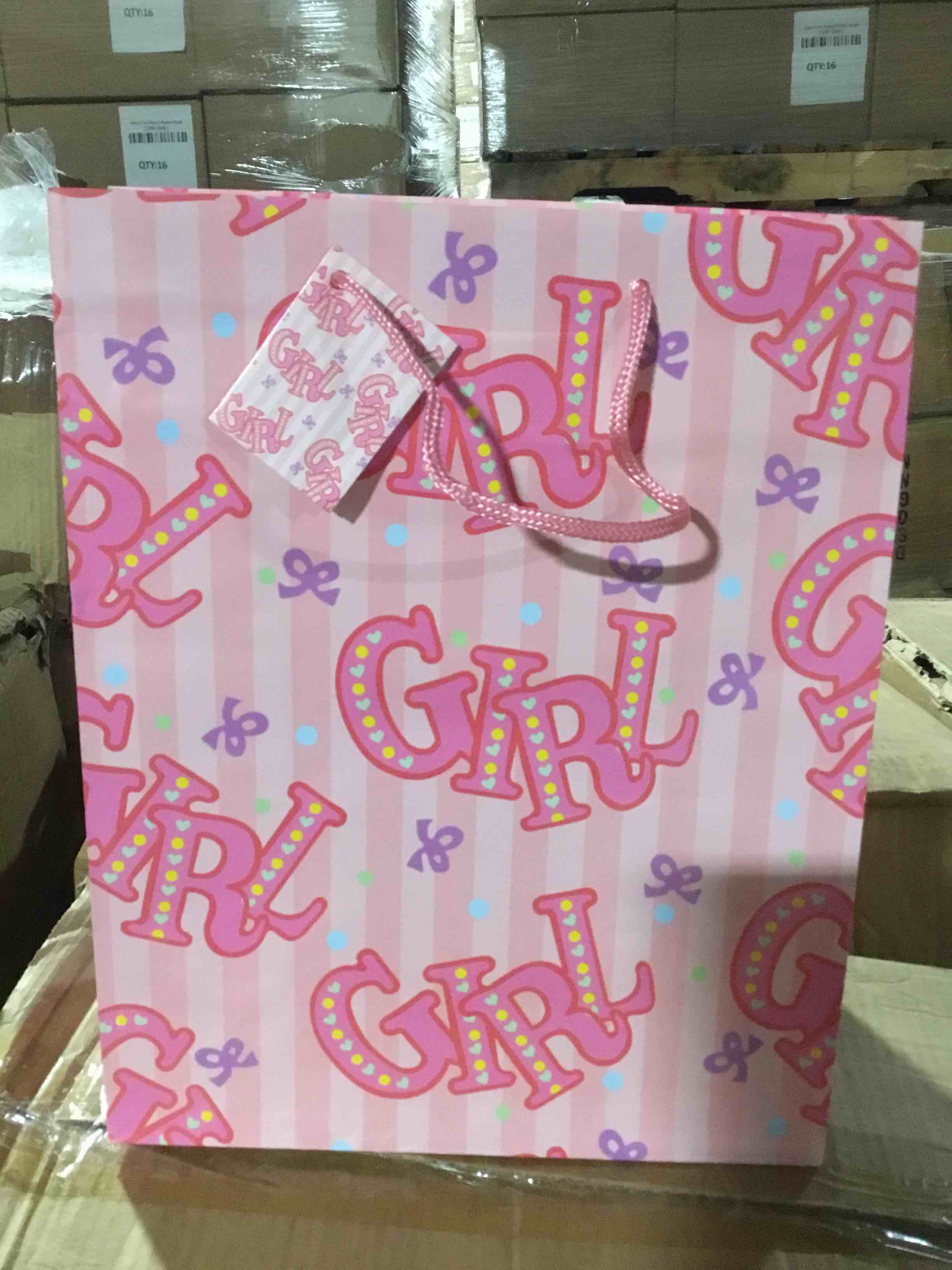 Box of 108 Pink Girl Gift Bags