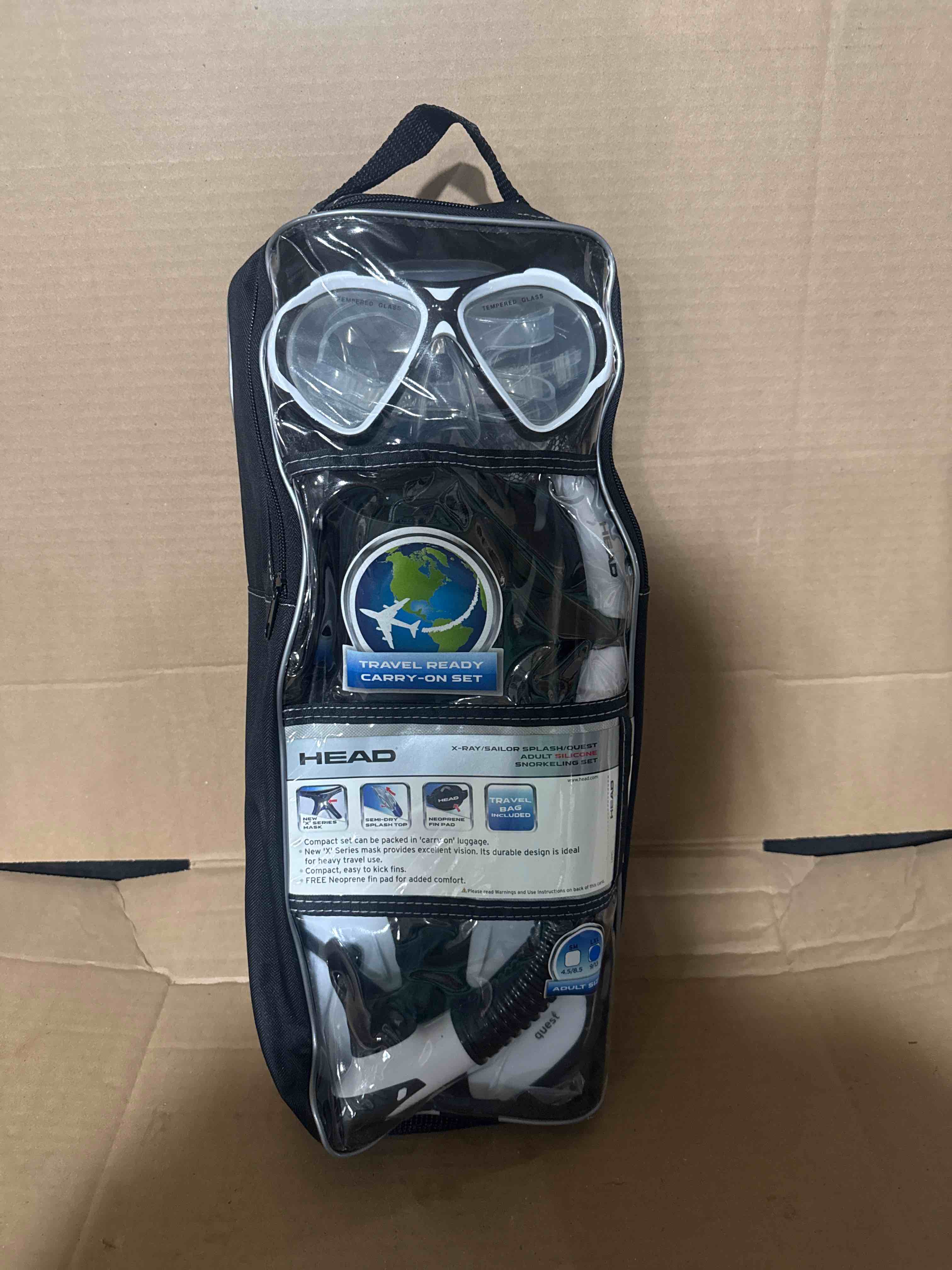 Condition photo showing Brand New for head l/xl x-ray sailor splash quest adult silicone snorkeling set 