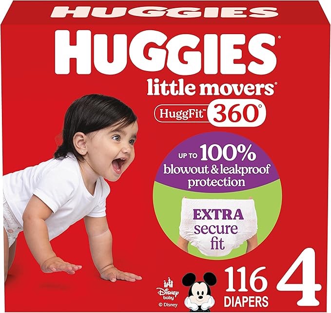 Huggies Little Movers HuggFit 360 Disposable Diapers - Size 4 - 116ct