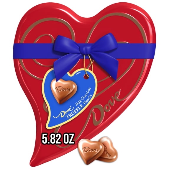 Dove Valentine's Day Milk Chocolate Truffle Heart Candy Gift Box Tin - 5.82oz