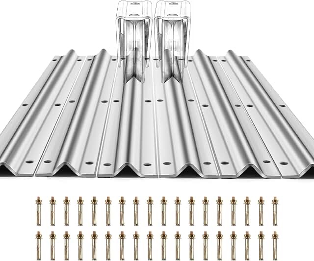 Otoolling 36 FT V-Track Galvanized Inverted V Track for Sliding Gate Rollers with Hardware Kit Heavy