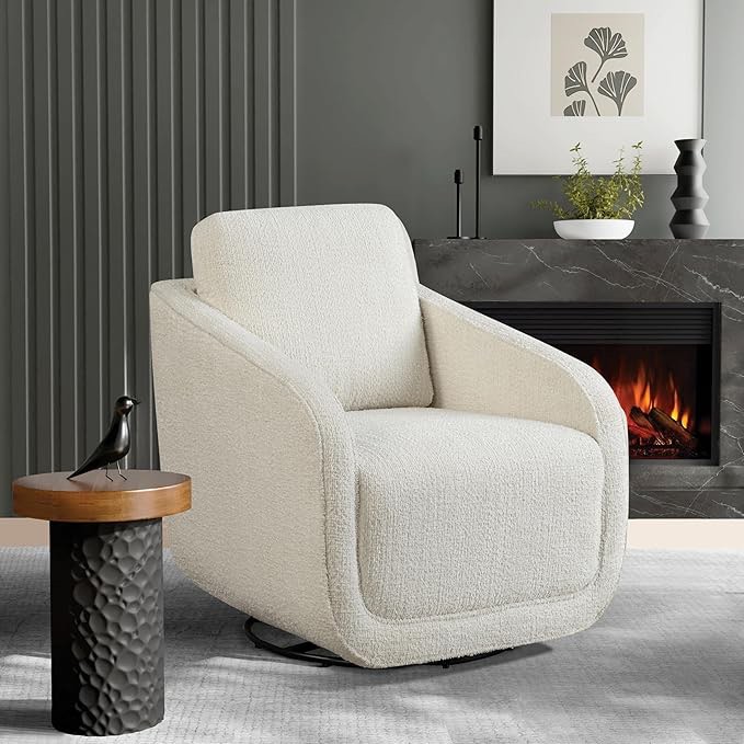 Studio Living® Lydia 35.3" Swivel Accent Chair, Modern Boho, Fully Assembled, Pocket Coil Comfort, R