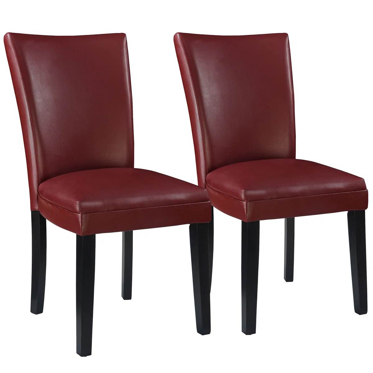 Faux Leather Upholstered Parsons Dining Chairs Burgundy (Set of 2)
