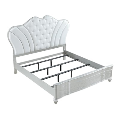 Condition photo showing Good Condition for king bed upholstered bed silver/white 