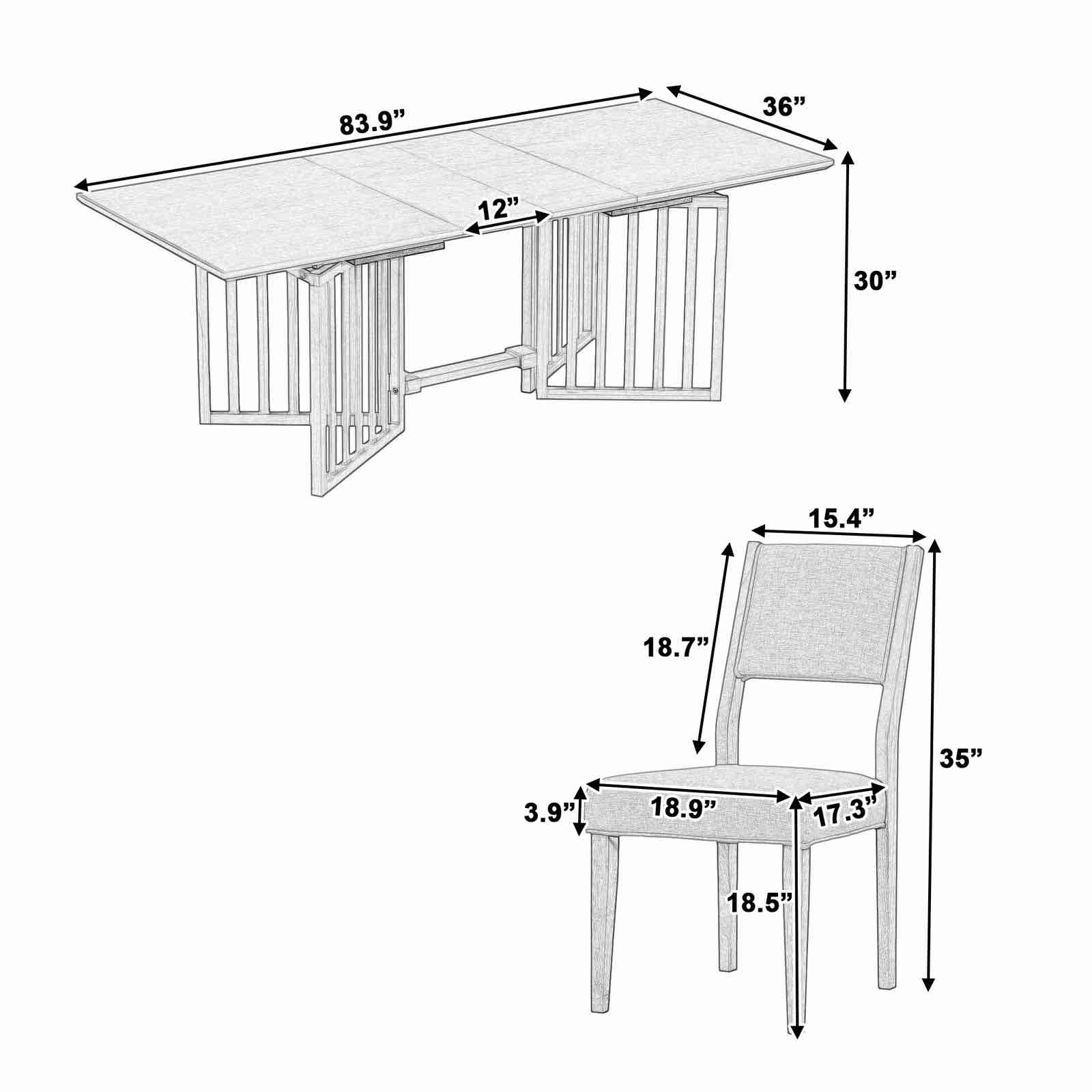 Condition photo showing As Is for farmhouse 9-piece 83.9inch extendable dining table set with 8 dining chairsfarmhouse