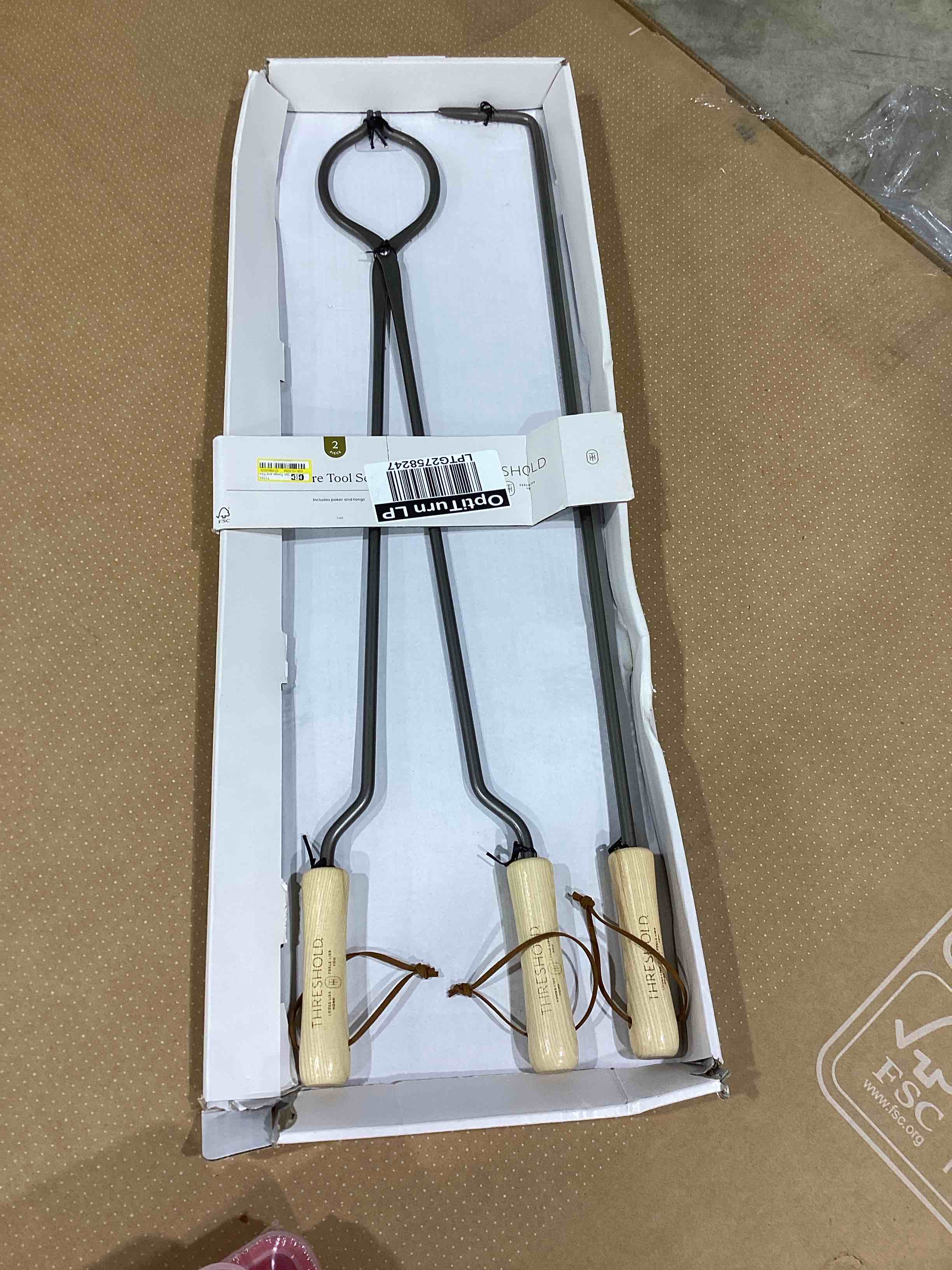 Condition photo showing New/Like New for 2pc tongs and fire poker tool set black - threshold™