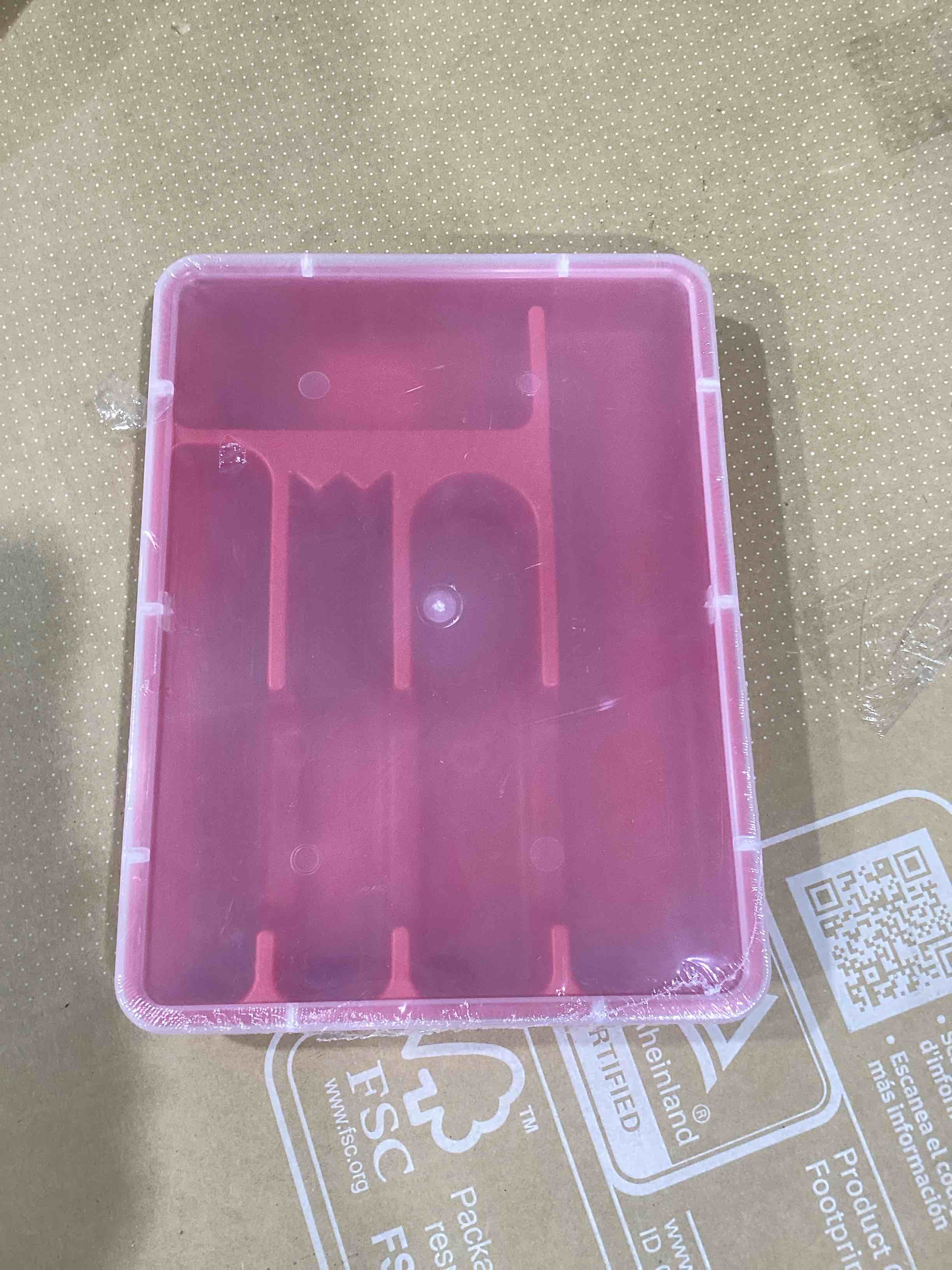 Condition photo showing New/Like New for flatware storage plastic tray with lid  kitchen cutlery and accessories box  utensil drawer organizer container with cover  college dorm room organization essentials holder  red