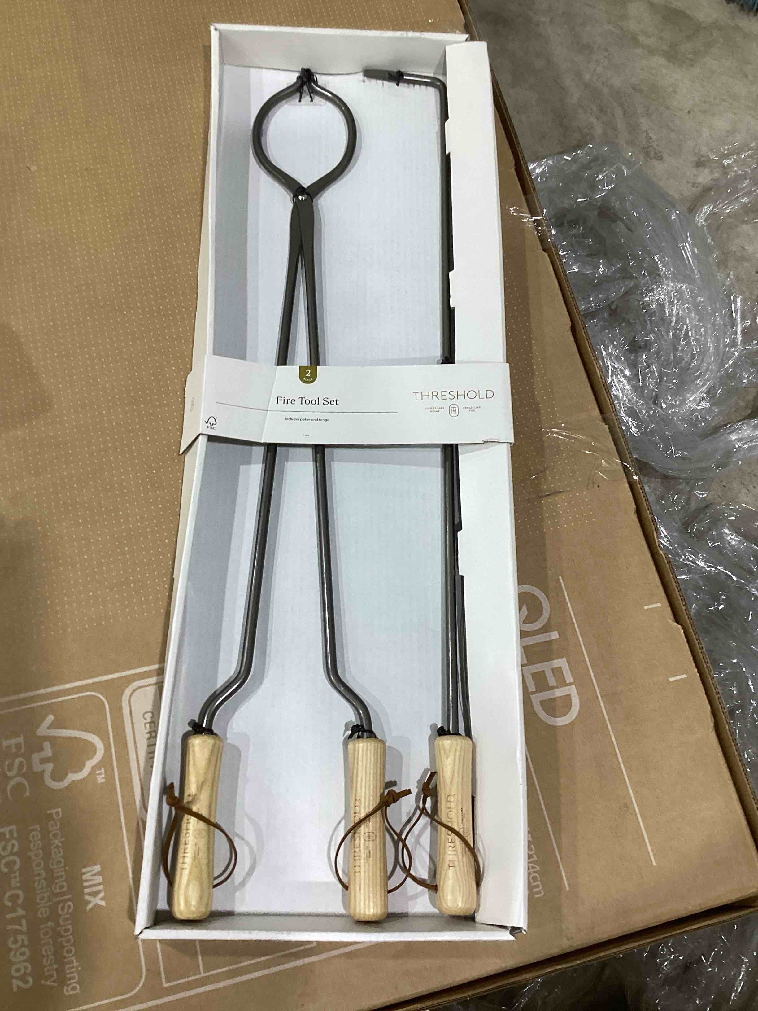 Condition photo showing New/Like New for 2pc tongs and fire poker tool set black - threshold™