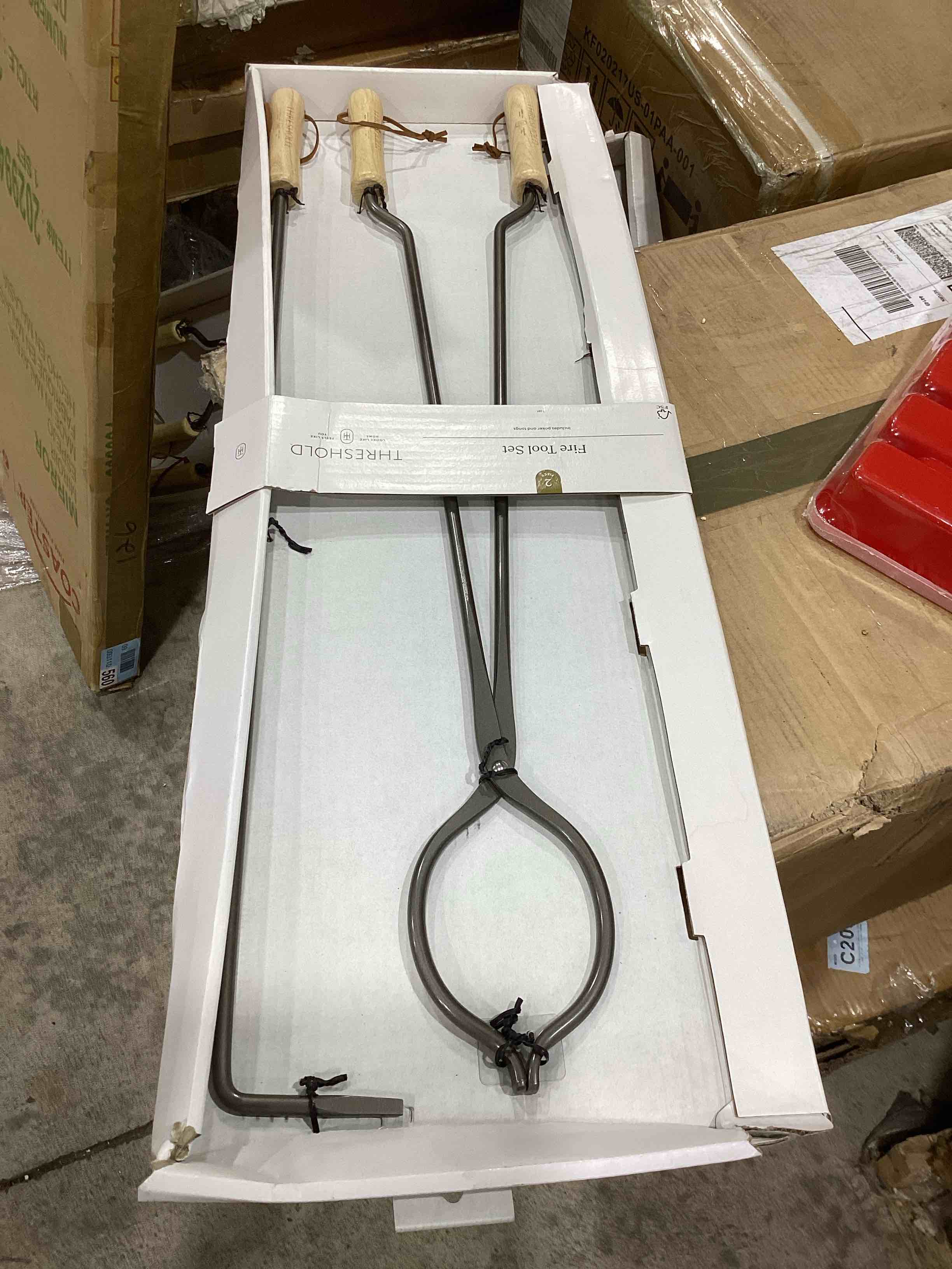 Condition photo showing New/Like New for 2pc tongs and fire poker tool set black - threshold™