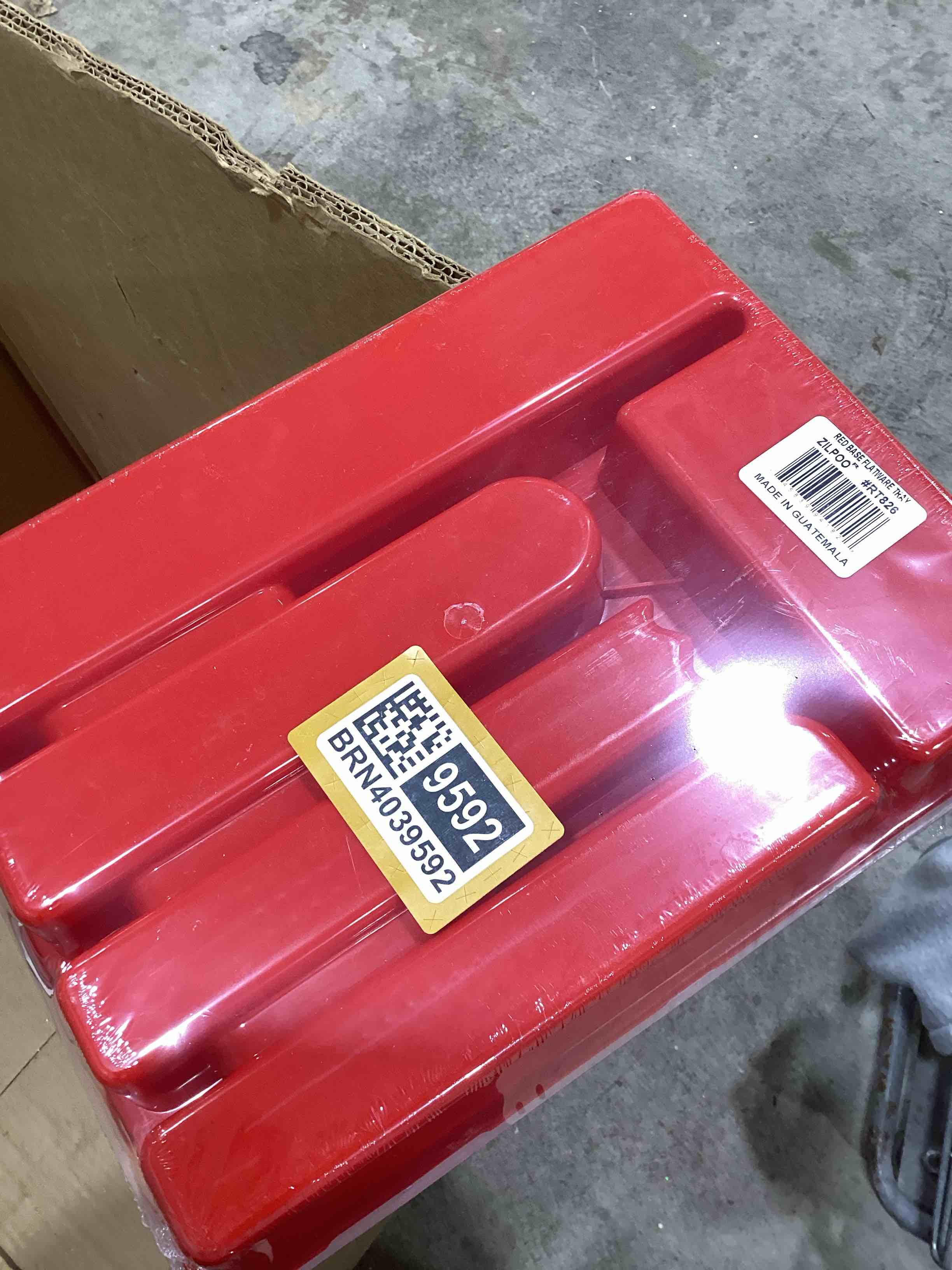 Condition photo showing Good Condition for flatware storage plastic tray with lid  kitchen cutlery and accessories box  utensil drawer organizer container with cover  college dorm room organization essentials holder  red