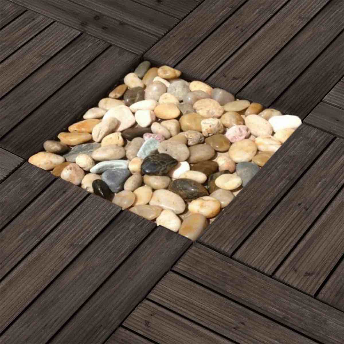 12" x 12" solid wood interlocking deck tile (set of 27) by yaheetech