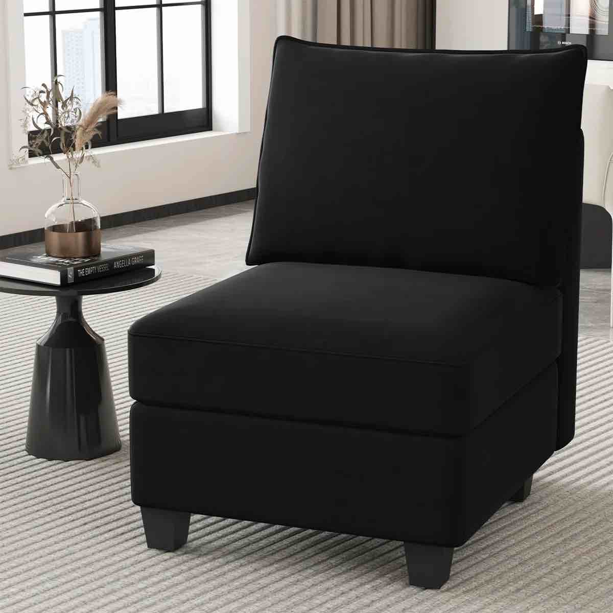 allinson velvet armless single chair storage seat module for sectional modular sofa