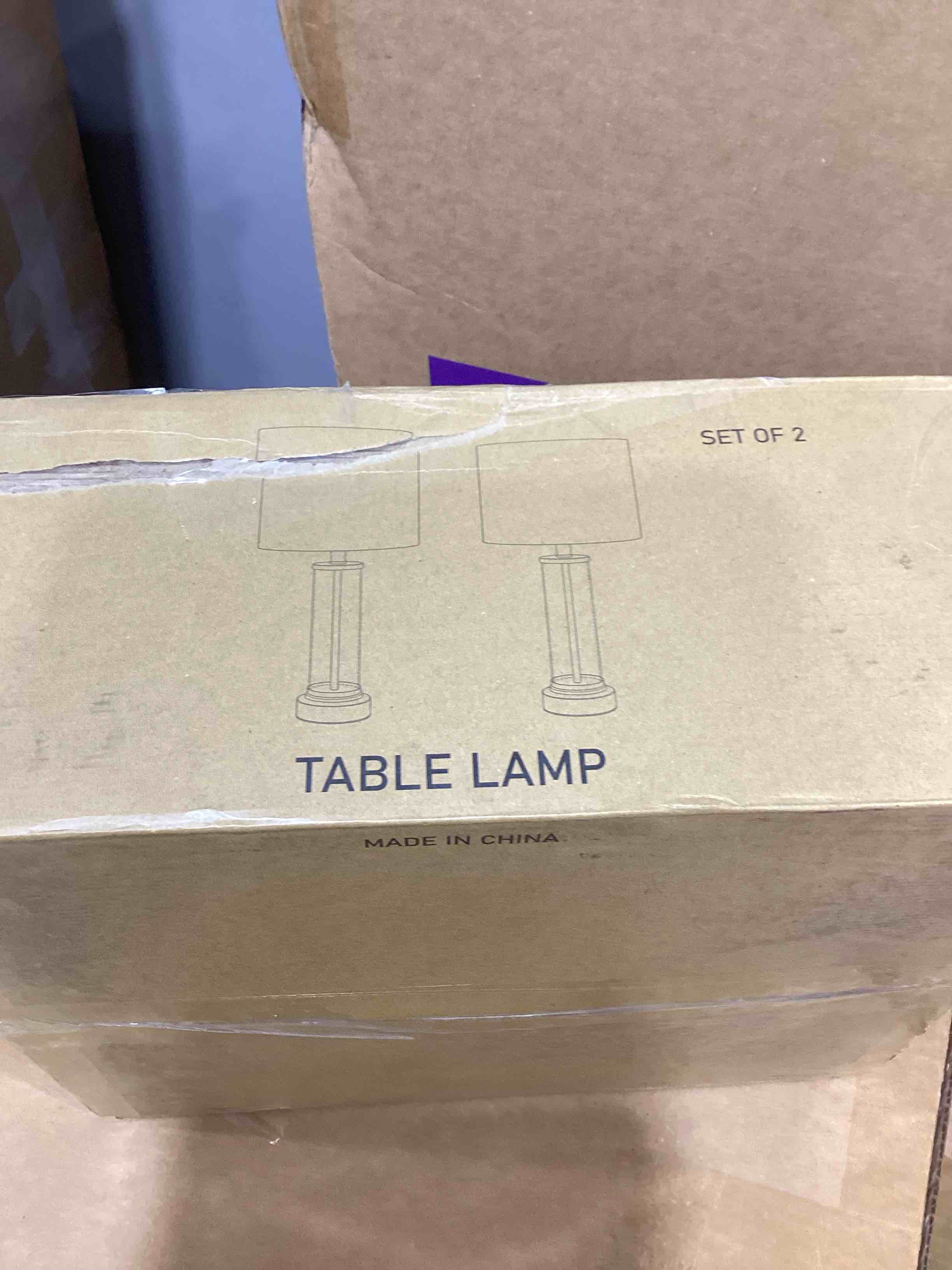 23'' modern glass table lamp set with 3-way touch control and usb a&c (set of 2)