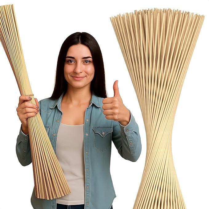 50 pcs smore sticks for fire pit extra long - thick 36 inch long smores sticks for fire pit, suitable for crafts & flower bouquets - 5mm thick bamboo skewers for smores, meat, kabobs, hot dogs, fruits