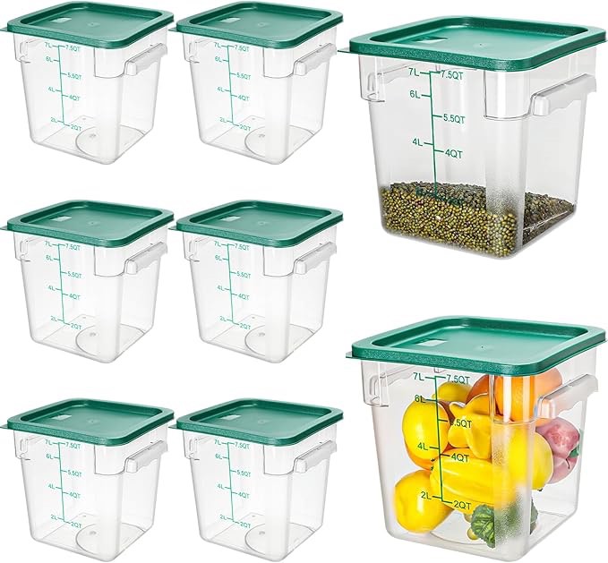 lallisa 6 pack 8 qt clear food storage container with handles and lid commercial grade square food storage containers with lids polycarbonate storage container for home kitchen restaurant