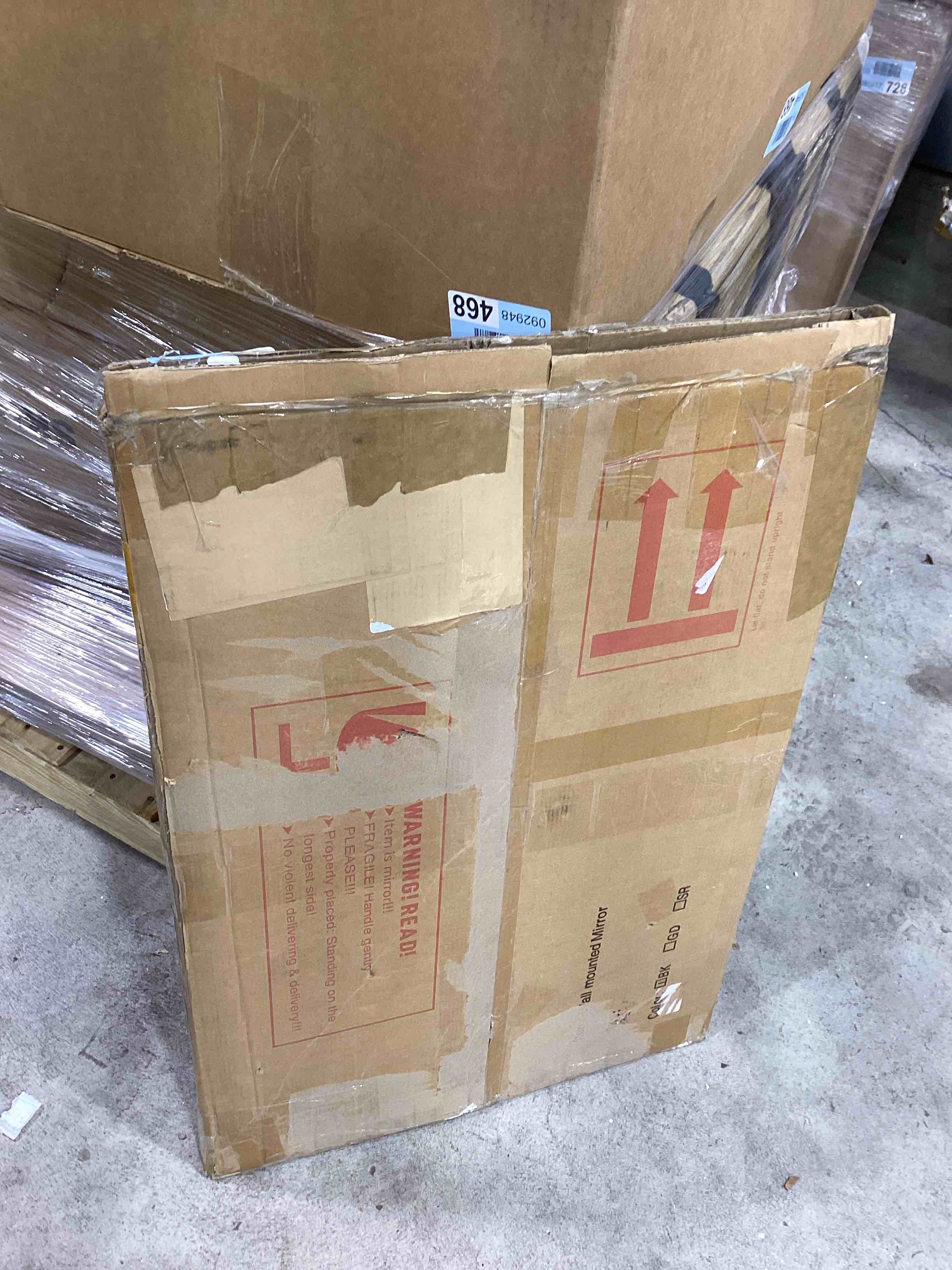 Condition photo showing Good Condition for aevar tempered glass and aluminum alloy framed french cleat mounted wall mirror