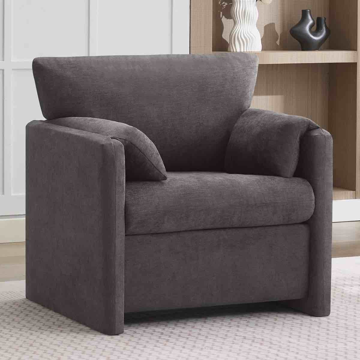 Condition photo showing New/Like New for 32.7'' oversized chenille accent chair by ebern designs , dark gray