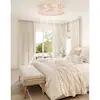 Condition photo showing New/Like New for 20 in white ceiling fans with lights remote/app control 6 speed flush mount reversible dc motor for bedroom kitchen