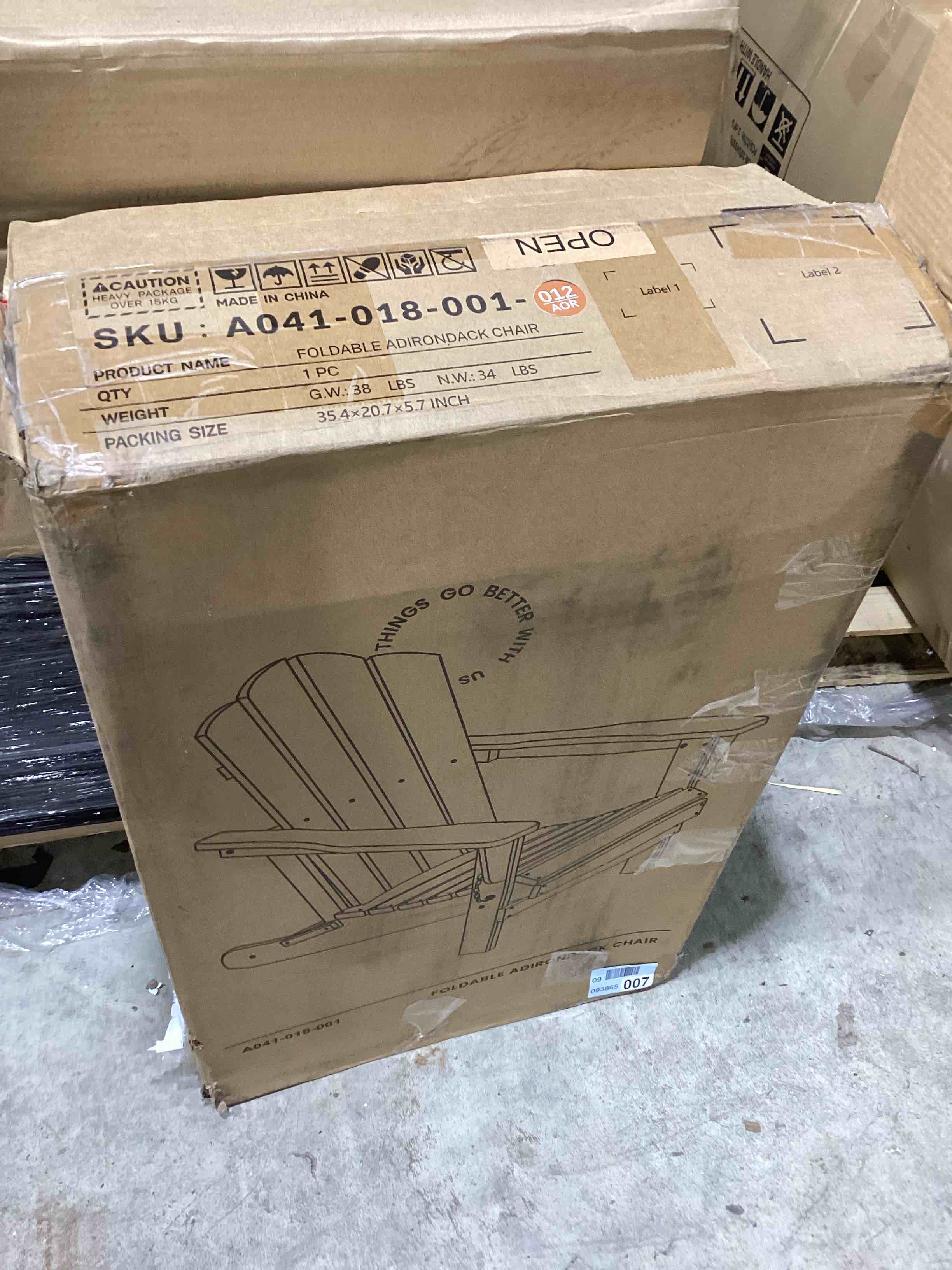 Condition photo showing Good Condition for all-weather hdpe folding adirondack chair outdoor patio fire pit chair with cup holder