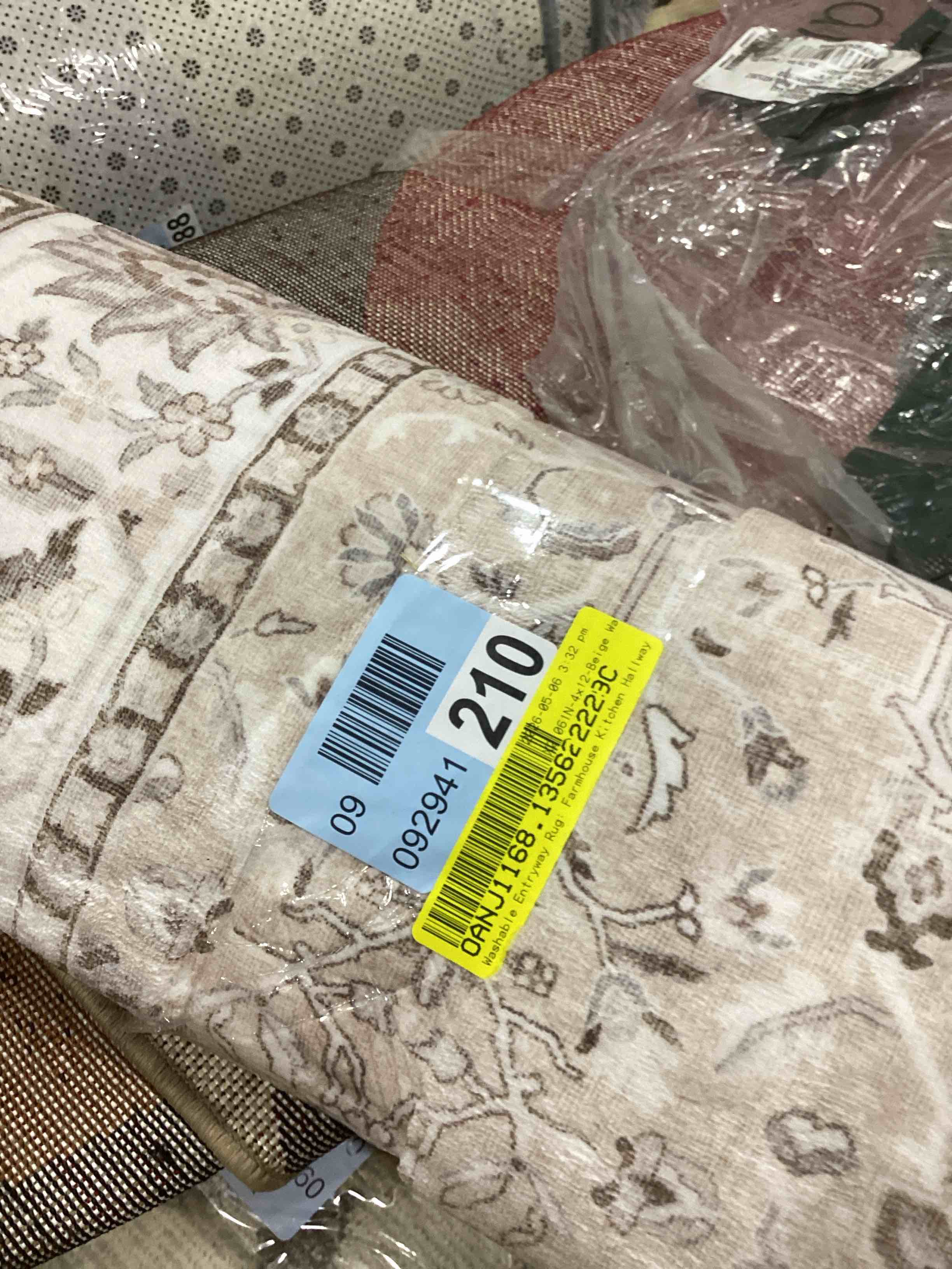 Condition photo showing Good Condition for washable entryway rug: farmhouse kitchen hallway rug wide soft water resistant floor mat for bathroom nursery non slip indoor carpet for living room bedroom dining room(beige)