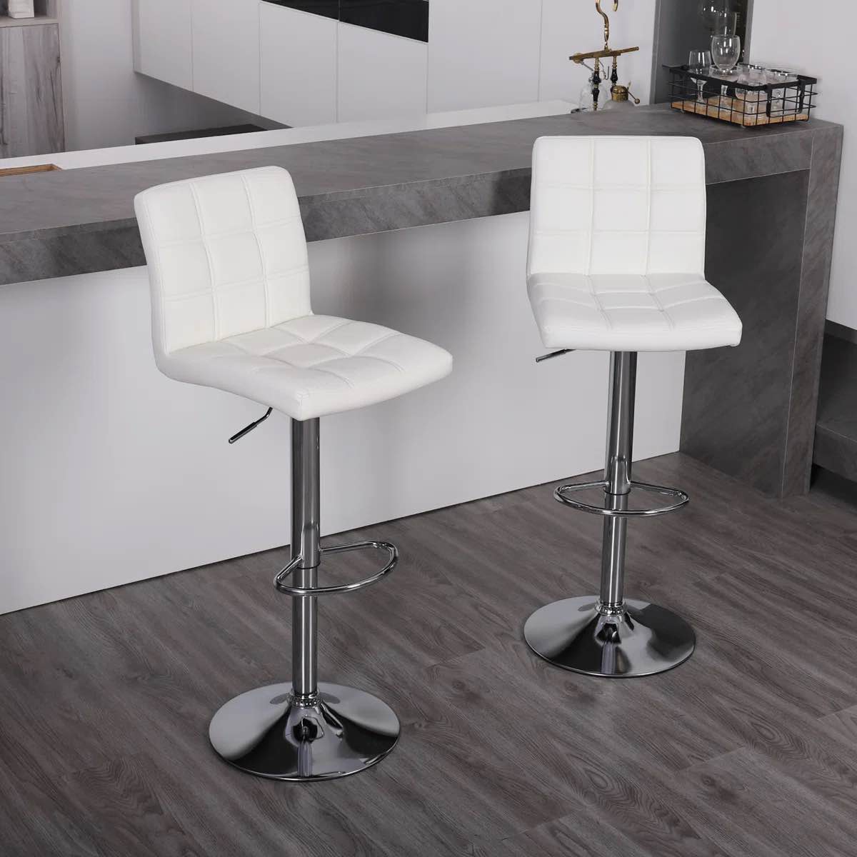 ludly 32.5" swivel upholstered adjustable height counter stool