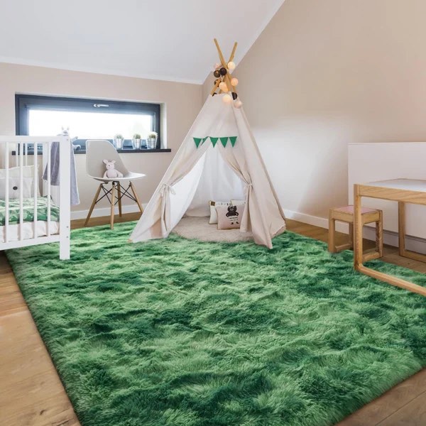 antonije tie dye shag area rug by ebern designs green