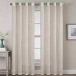 lyla linen solid color bedroom privacy window drapes energy saving light filtering sheer woven linen elegant grommet 2 curtain panels