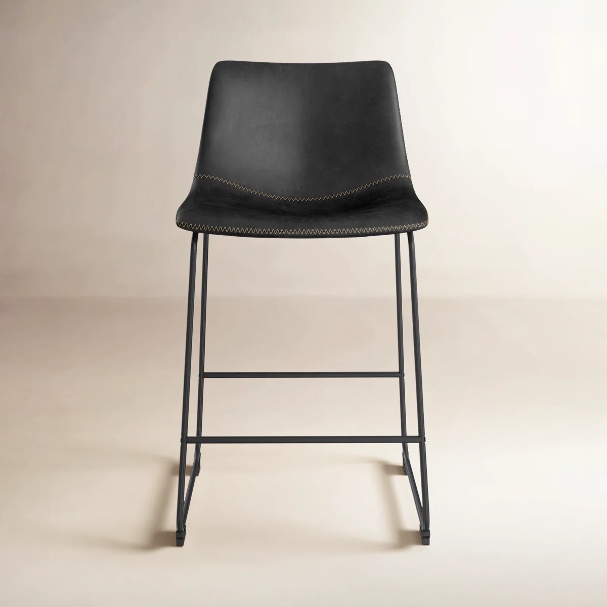 nia vegan leather bar & counter stool frame color: black, upholstery: black vegan leather, seat height: counter stool (24" seat height)