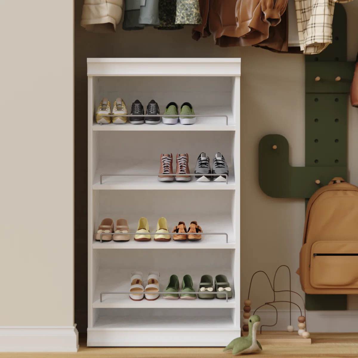 modular storage 21.38" w shoe shelf unit with 4 shelves finish: white