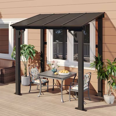 Condition photo showing Good Condition for aoxun pergola 8-ft w x 5-ft l x 8-ft 1-in h black metal freestanding pergola
