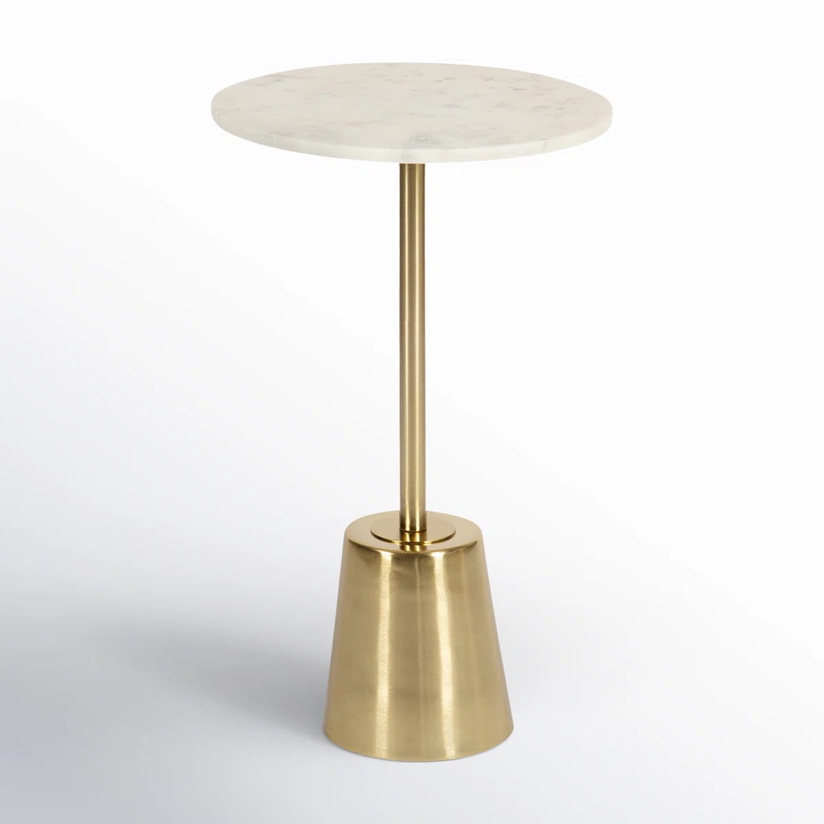 Mercer41	Cemil Genuine Marble Pedestal End Table	Table Top Color: White, Size: 23.25" H x 14" W x 14" D, Table Base Color: Gold