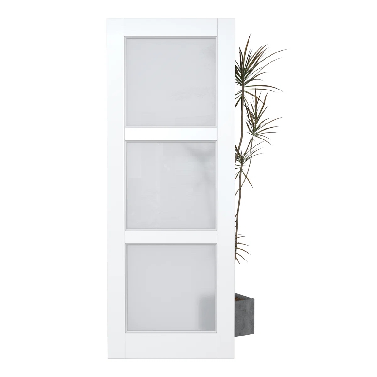 Frosted Glass 3-Lite Slab Solid Manufactured Wood Core Standard Door