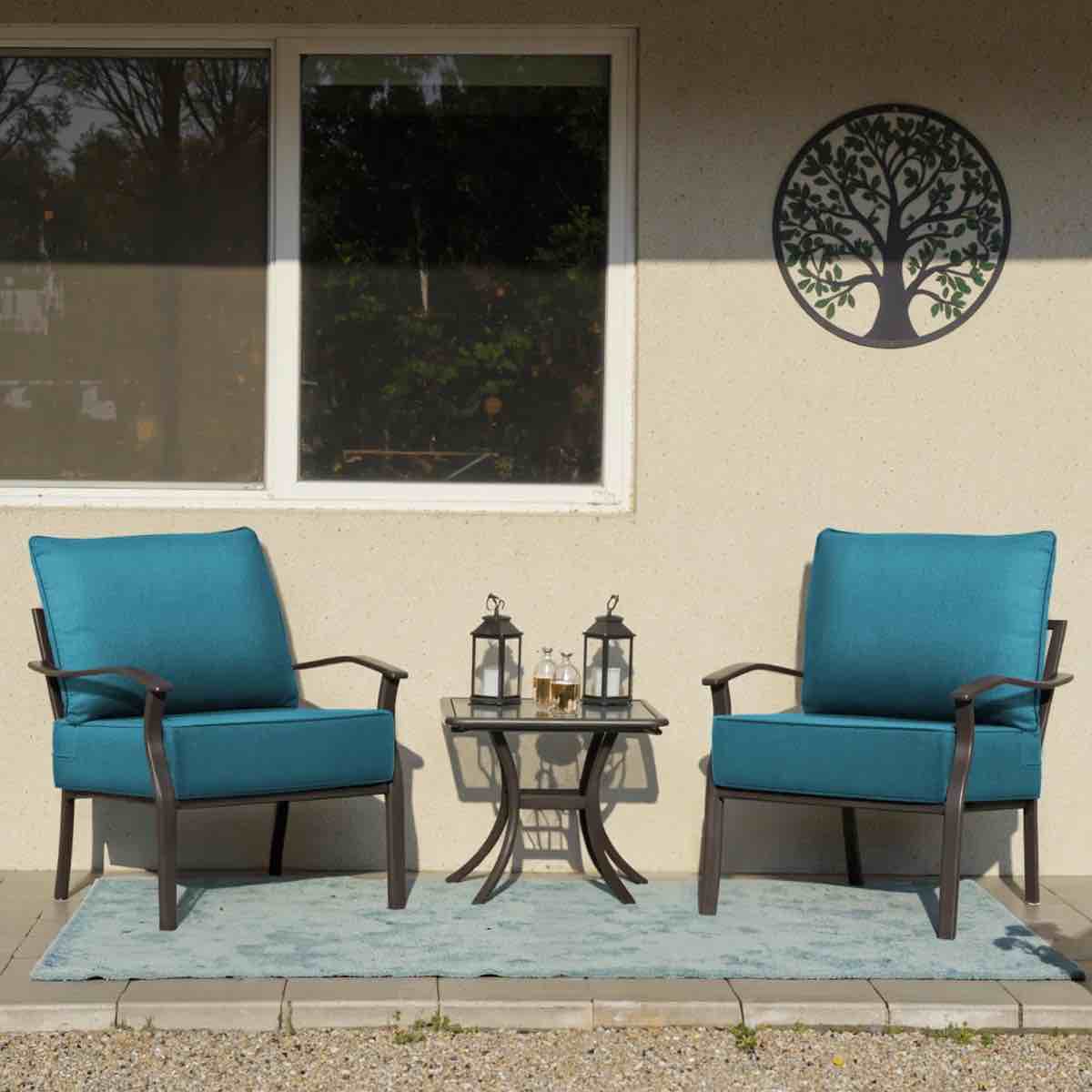 Deb Outdoor 6" Thick Cushion Set - Back Cushions And Seat Cushions - Peacock Blue