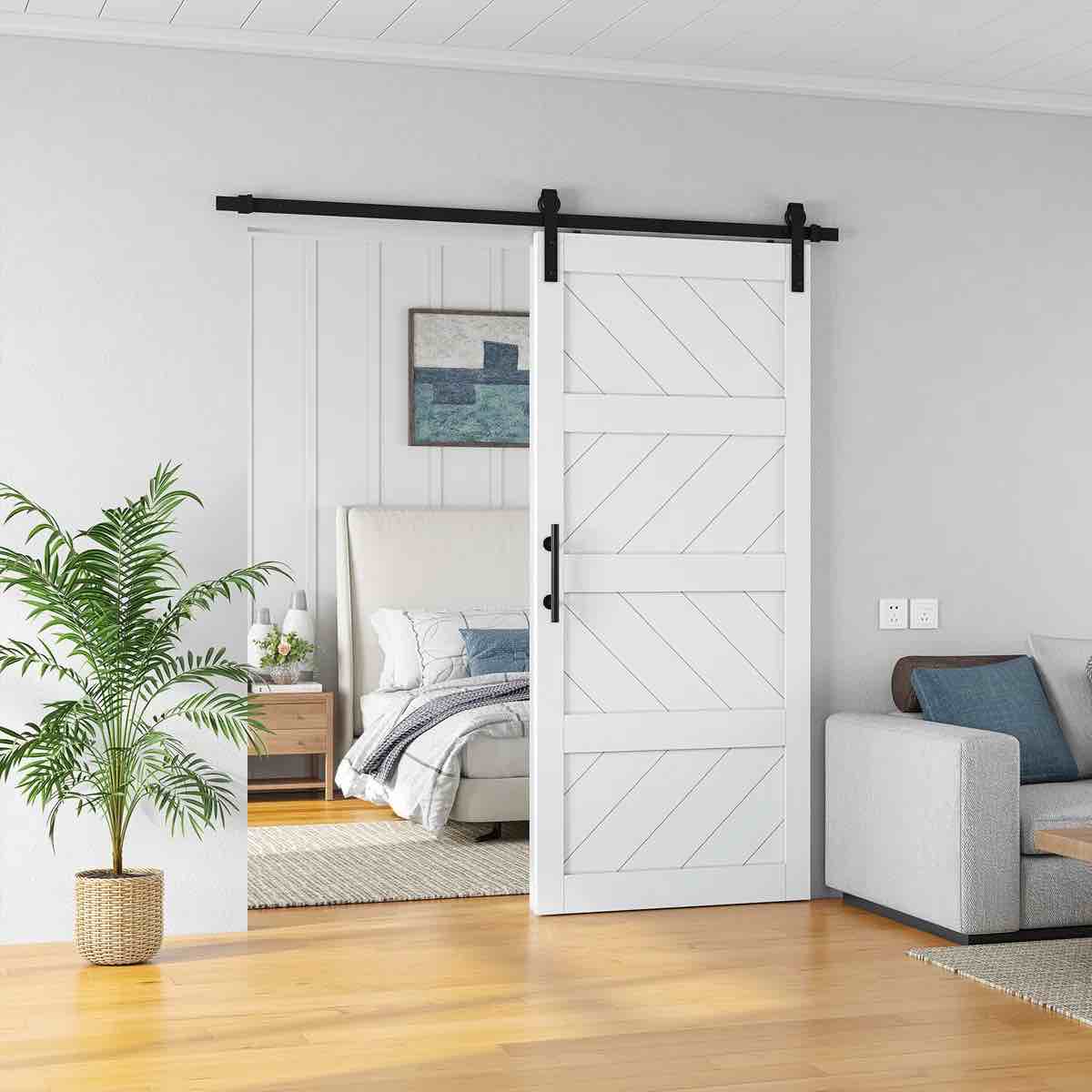 Manufactured Paneled Wood Prefinished Barn Door with Installation Hardware Kit By LDB_BUILDING