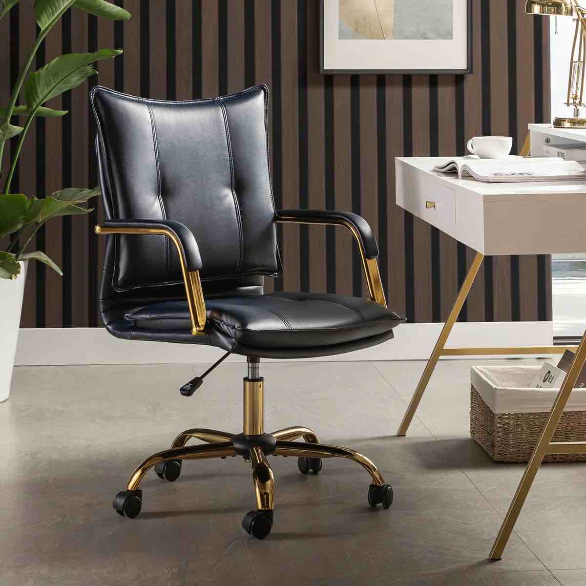 lundgren faux leather task chair with padded arms by willa arlo interiors