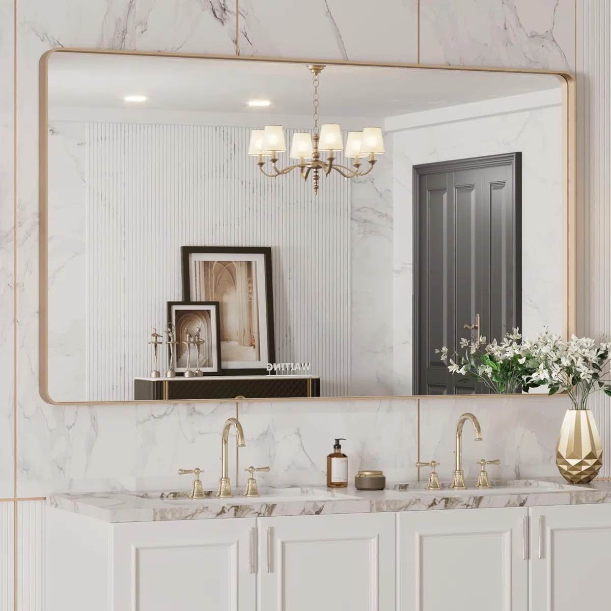 Molly Tempered Glass and Metal Framed French Cleat Mounted Wall Bathroom / Vanity Mirror By Ebern Designs
