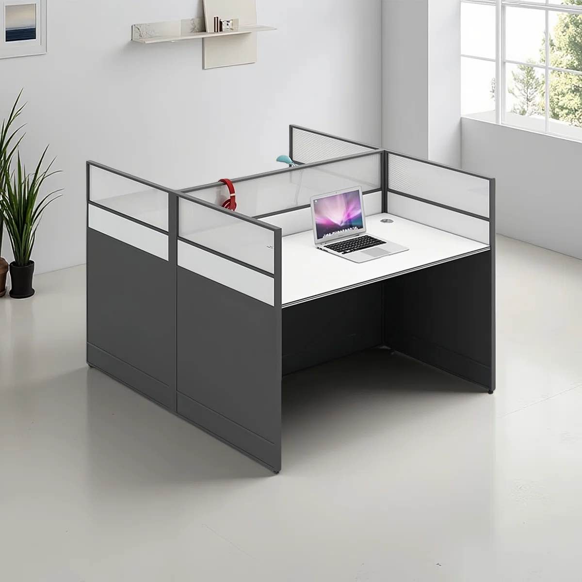 Rectangle 2 Person Benching Workstation with Cable