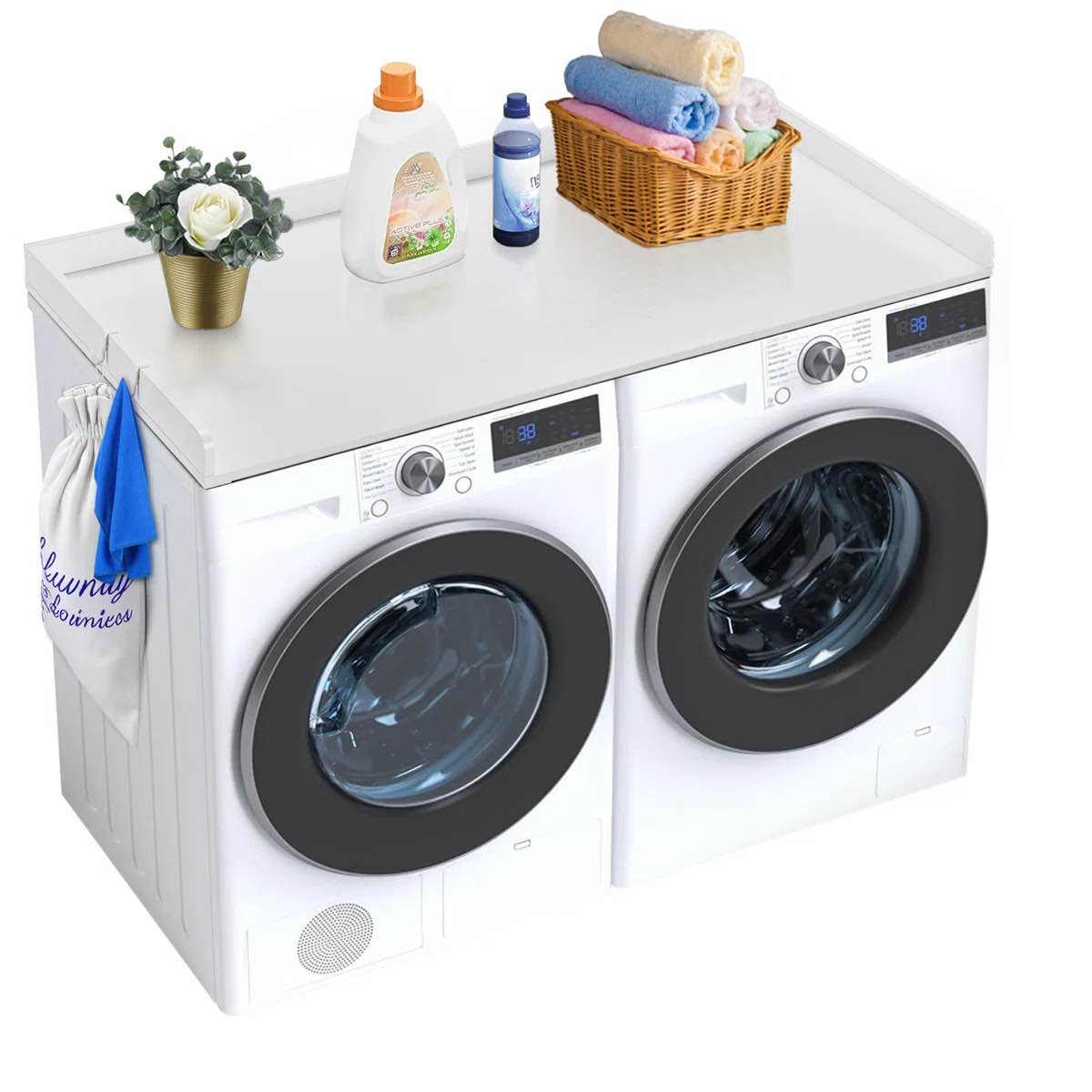Washer Dryer Countertop, Laundry Wood Shelf Topper with Edge, 54" Width x 27" Depth