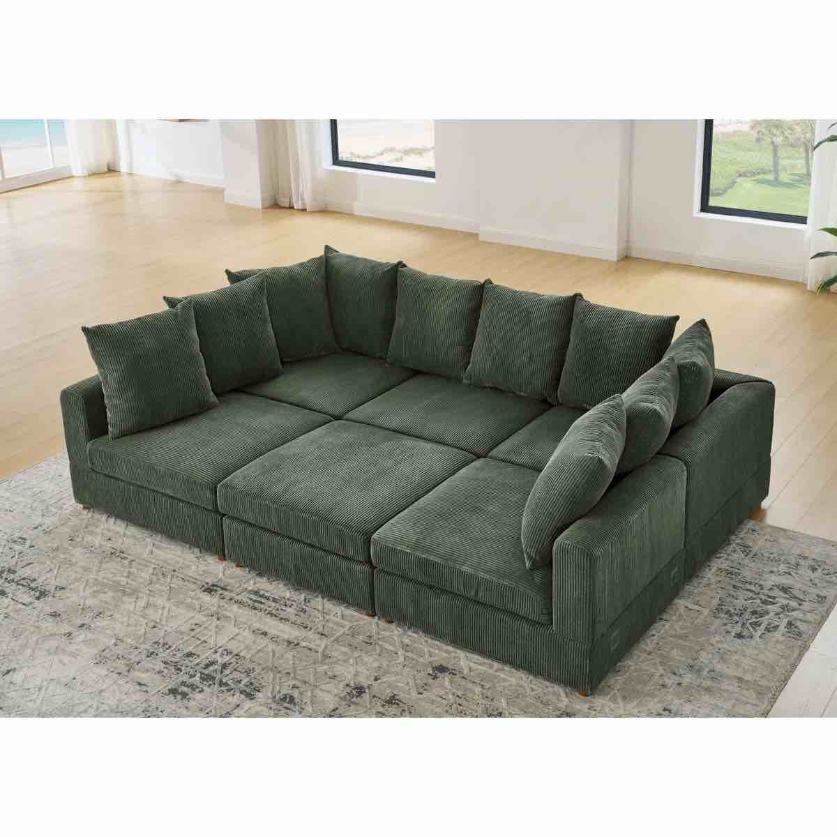 Belandina Modular corduroy Sectional Sofa By Wade Logan, green