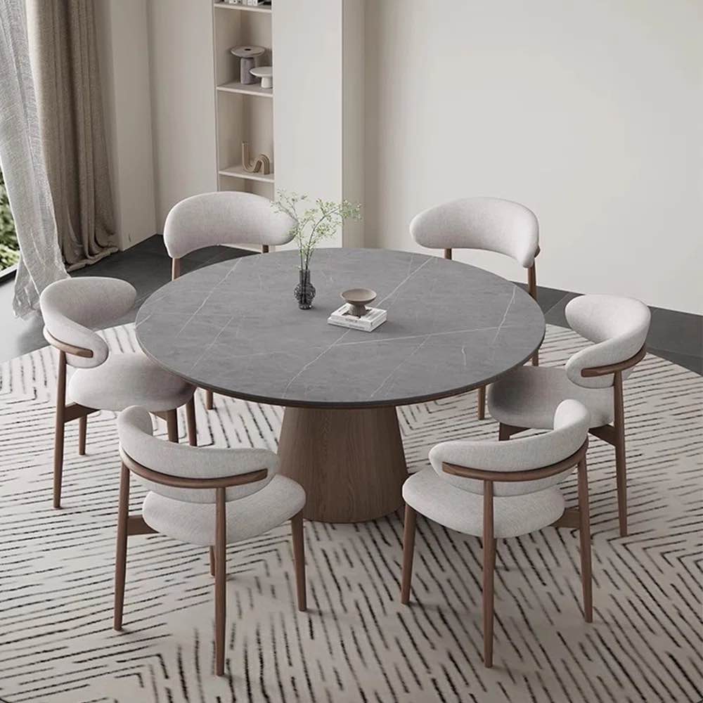 Modern Nordic Wood Rock-Plate Dining Table Chair Table By Greyleigh