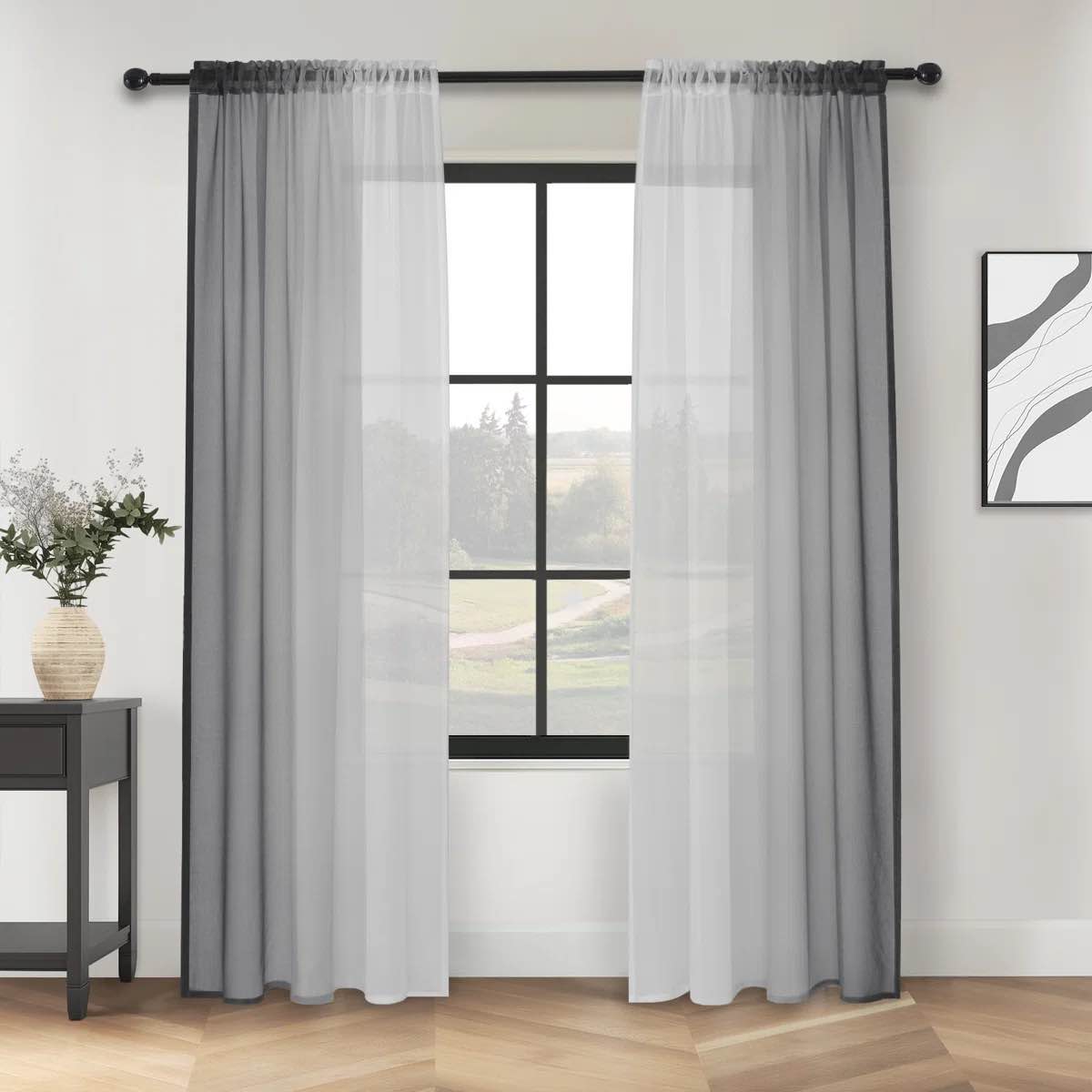 Diyon Gradient Sheer Curtains for Room Decor,Chiffon Gradient Semi Voile Rod Pocket Window Drapes,Set of 2 (Set of 2)