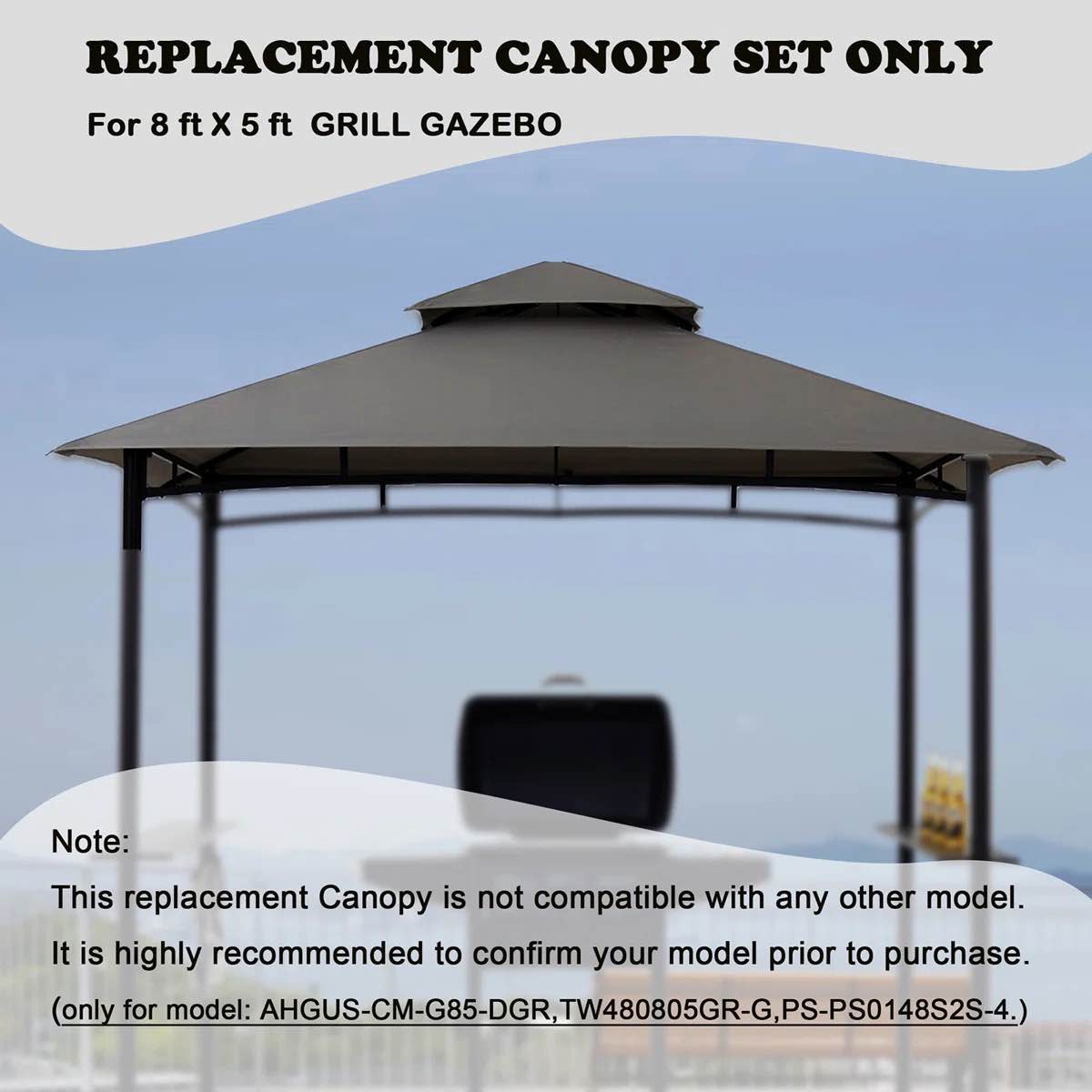 Grill Gazebo Replacement Canopy only for StarEcho Model: PS0148S2S Color: Dark Gray