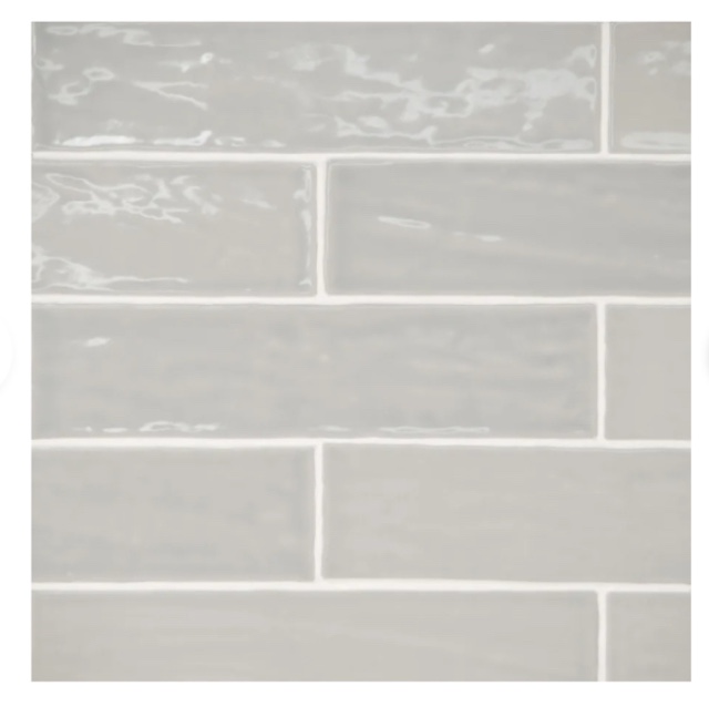 37.6 sq ft kiln porcelain 3” x 9” silver gloss tile your bid per sq ft (5 boxes)