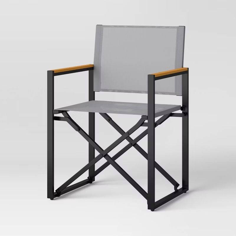 Webstrap Folding Patio Chair Gray - Room Essentials
