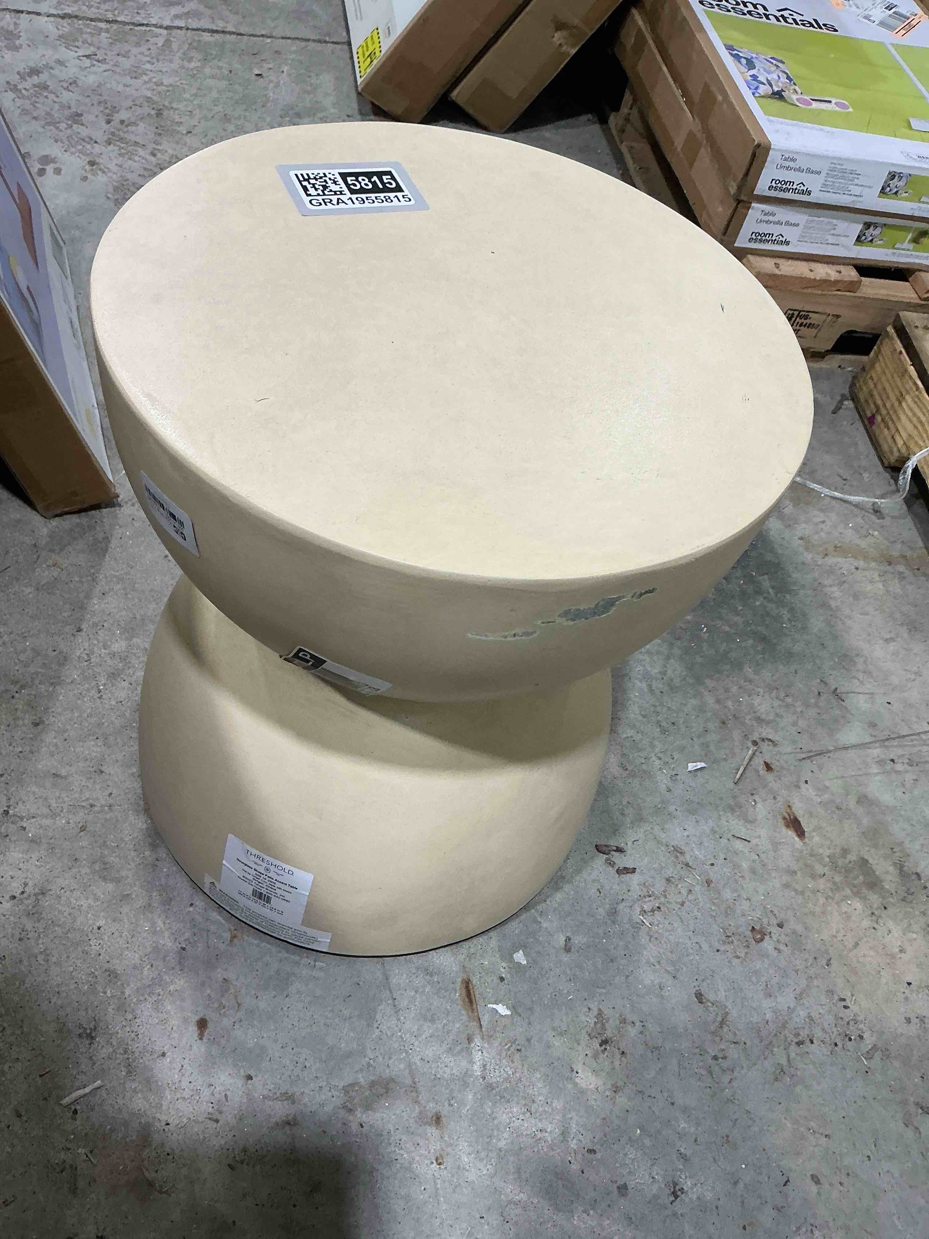 Condition photo showing New/Like New for Faux Stone Hourglass Shaped Patio Accent Table - Threshold™