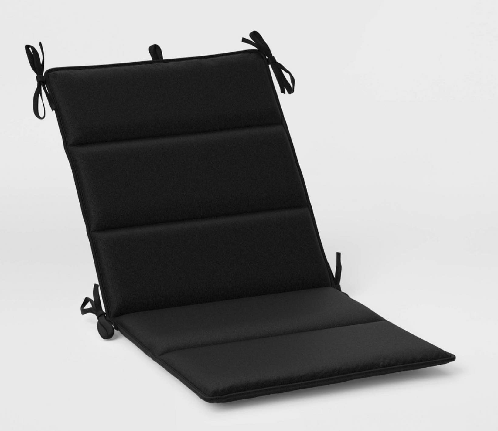 Two 20"x43" Solid Outdoor Chair Cushion Black - Room Essentials and Three 20"x20" Solid Outdoor Deep Seat Cushion Black - Room Essentials