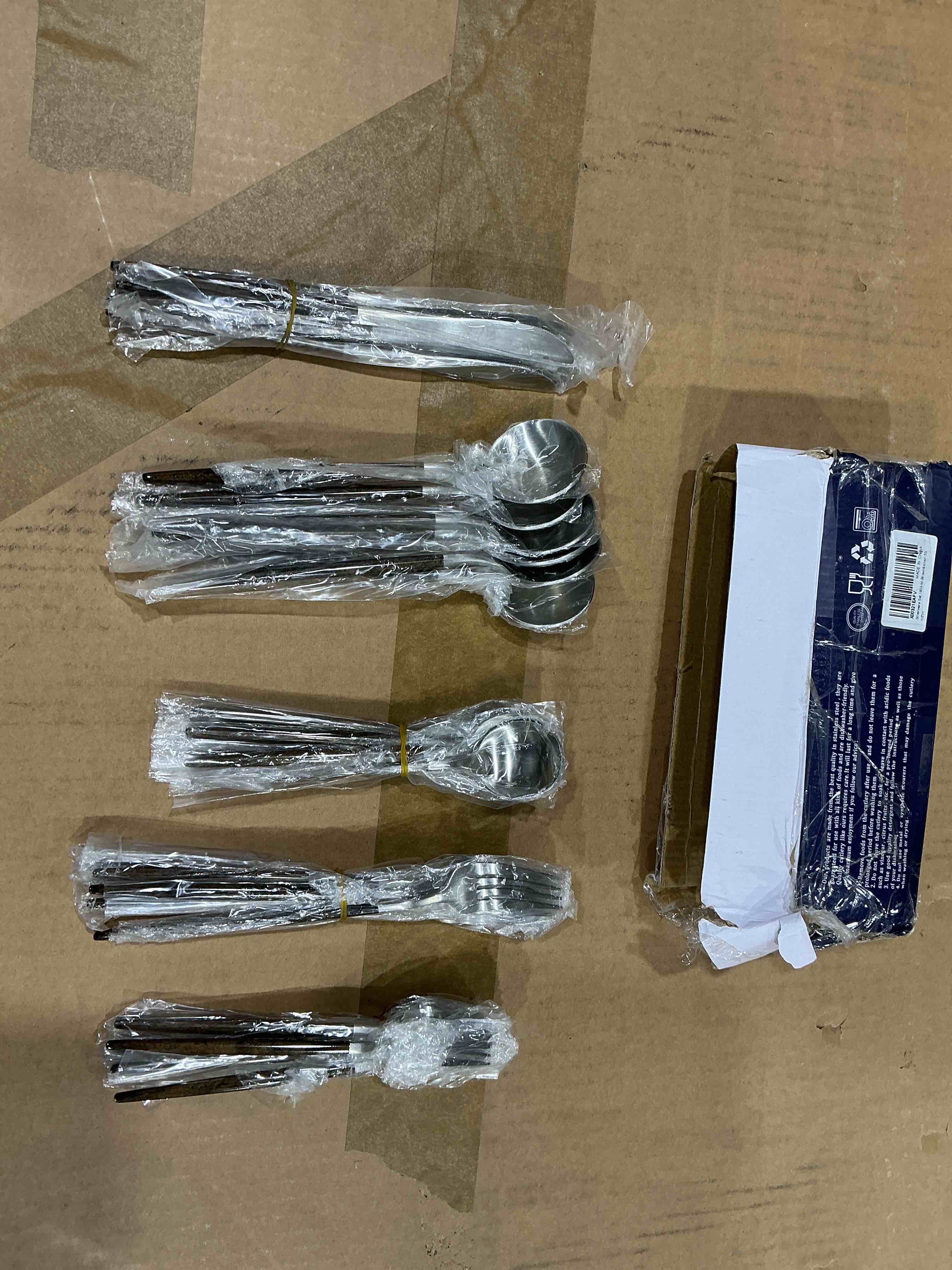 Condition photo showing New/Like New for 30pcs 1810 Stainless Steel Knife Fork Party Cutlery Set Silver Dinnerware Set Nature Wood Handle Flatware By Rosdorf Park